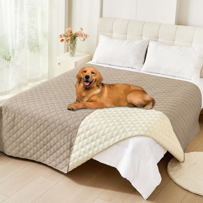 Picture of Smiry Waterproof Dog Blanket, Reversible Dog Bed Cover Pet Blanket, Soft Couch Cover for Dogs Washable, Bed Couch Sofa Furniture Protector for Puppy Cat Kids (82"x82", Taupe/Beige)