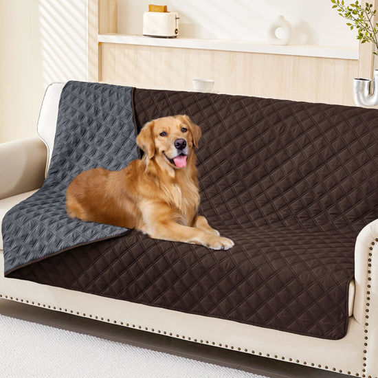 Picture of Smiry Waterproof Dog Blanket, Reversible Dog Bed Cover Pet Blanket, Soft Couch Cover for Dogs Washable, Bed Couch Sofa Furniture Protector for Puppy Cat Kids (68"x82", Chocolate/Dark Grey)