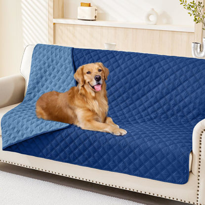 Picture of Smiry Waterproof Dog Blanket, Reversible Dog Bed Cover Pet Blanket, Soft Couch Cover for Dogs Washable, Bed Couch Sofa Furniture Protector for Puppy Cat Kids (52"x82", Navy/Blue)