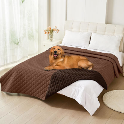 Picture of Smiry Waterproof Dog Blanket, Reversible Dog Bed Cover Pet Blanket, Soft Couch Cover for Dogs Washable, Bed Couch Sofa Furniture Protector for Puppy Cat Kids (82"x120", Brown/Chocolate)