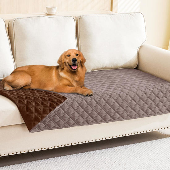 Picture of Smiry Waterproof Dog Blanket, Reversible Dog Bed Cover Pet Blanket, Soft Couch Cover for Dogs Washable, Bed Couch Sofa Furniture Protector for Puppy Cat Kids (30"x70", Greyish Purple/Brown)