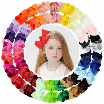 Picture of 25PCS Big 6 Inch Hair Bows for Girls Grosgrain Ribbon Toddler Hair Accessories with Alligator Clips for Toddlers Baby Girls Kids Teens
