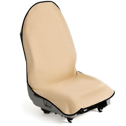 Picture of lebogner Waterproof Sweating Car Seat Cover for Post Gym Workout, Running, Swimming, Beach and Hiking, Universal Fit Anti-Slip Bucket Seat Protector for Cars, SUVs and Trucks, Machine Washable, Beige