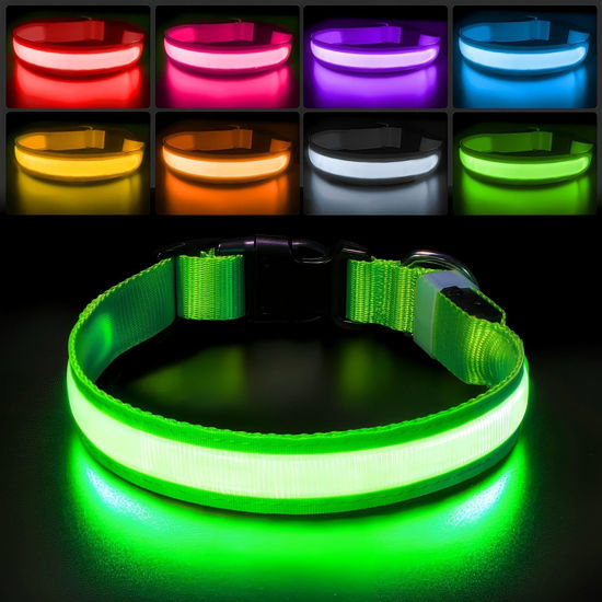Picture of PcEoTllar Light up Dog Collar for Night Walking - LED Dog Collar Light Rechargeable Color Changing, Glow in The Dark Dog Collars Waterproof Glowing Dog Collars for Large Small Medium Dogs