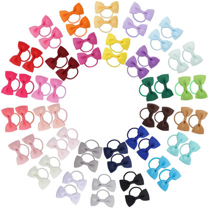 Picture of Jollybows 60PCS 2 Inches Baby Girls Hair Bows Ties Mini Boutique Elastic Hair Rubber Ribbon Hair Band Accessories for Kids Toddlers Infants (60 PCS)