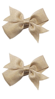 Picture of ZOONAI 2 Inch Baby Girl Hair Bows Clips Hairpin Headwear Kids Boutique Hair ClipTeens Toddlers Hairpin Headwear - Set of 2 (Light Gold)