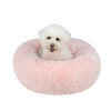 Picture of Best Pet Supplies Round Donut Dog Bed with Plush Faux Fur Fabric, Calming, Anti-Anxiety Cushion for Indoor Pets, Slip-Resistant Base, Soft Ergonomic Support - Pink, 27x27x7.5''