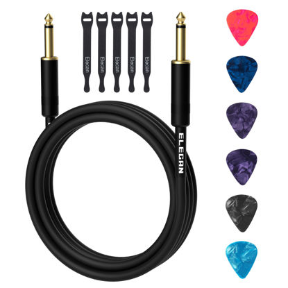 Picture of Guitar Cable 75 Feet -Straight to Straight Instrument Cable-Gold Plated-1/4 Inch TS Professional Electric Bass Guitar Cord Amp Cable 6.35mm Male PVC Jacket with 6 Guitar Picks+5 Ties