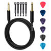 Picture of Guitar Cable 100 Feet -Straight to Straight Instrument Cable-Gold Plated-1/4 Inch TS Professional Electric Bass Guitar Cord Amp Cable 6.35mm Male PVC Jacket with 6 Guitar Picks+5 Ties