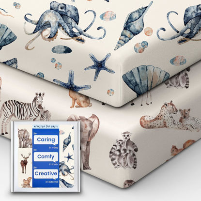Picture of Premium Fitted Baby Boy Crib Sheets for Standard Crib Mattress - Ultra-Soft Jersey Knit Crib Mattress Sheet, Safe and Snug, Durable, Stylish Crib Sheet, 28''x52''x9'' Extra Deep Pocket