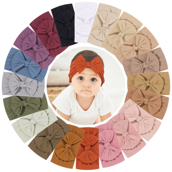 Picture of jollybows 20pcs Baby Nylon Headbands With Bow Elastic Hairband For Girls Newborn Infant Toddlers Kids Hair Accessories