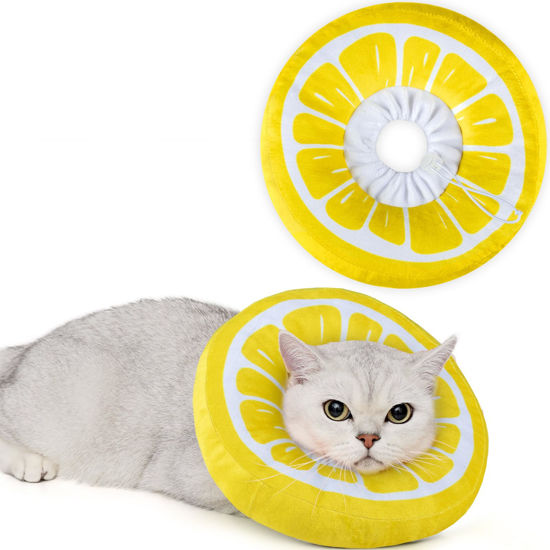 Picture of ANWA Adjustable Cat Cone Collar Soft, Cute Cat Recovery Collar, Cat Cones After Surgery for Kittens