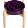 Picture of LE TAUCI Ceramic Slow Feed Dog Bowls, Elevated for Small and Medium Breed Dogs, Anti-Gulping Pet Feeding Dishes, Maze Purple, 1.5 Cups