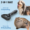 Picture of Docrok Pet Grooming Brush and Metal Comb Combo, Cat Brush Dog Brush for Shedding, Undercoat Rake for Dogs Grooming, Dematting Deshedding Brush Dogs Shedding Tool for Long matted Haired Pets, Gray