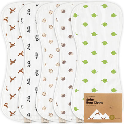 Picture of 5-Pack Muslin Burp Cloths for Baby Boys and Girls - Super Absorbent Baby Burp Cloth, Viscose Derived from Bamboo Cotton Baby Washcloths, Burp Rags, Large Neutral Burp Clothes for Newborn (KeaFriends)