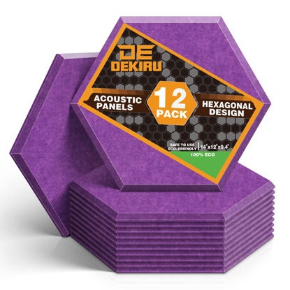 Picture of DEKIRU 12 Pack Acoustic Panels Sound Proof Padding, 14 X 13 X 0.4 Inches Sound dampening Panel Used in Home & Offices (Hexagon, Dark Purple)