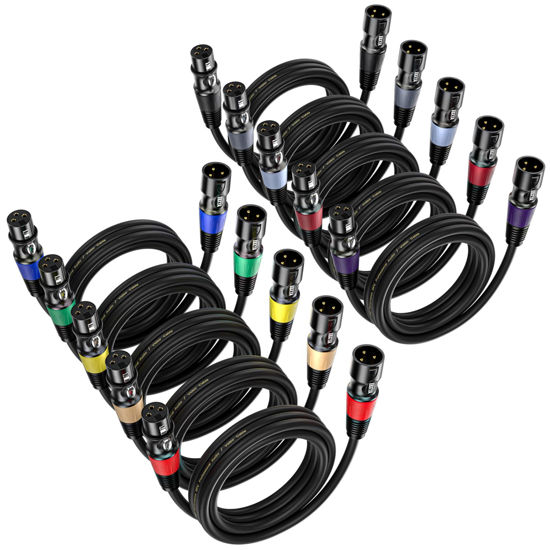 Picture of EBXYA XLR Cables 6ft 10 Pack - Premium 3 Pin Male to Female Microphone Cable Suitable for Speakers, Mixer, Stage Lighting