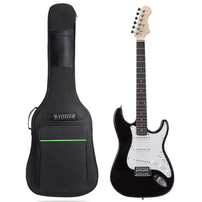 Picture of Muscab 39 Inch Electric Guitar Bag 7mm Padding Waterproof Electric Guitar Case, Electric Guitar Gig Bag Backpack with Neck Strap and Pockets, Black
