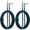 Picture of CeMeow 2Pack Guitar Cable 6ft 1/4 Inch Guitar Cord Straight to Right Angle Instrument Cable with Braided Tweed and Anti-Kinking Design for Guitar Bass Amp, Black & Blue