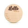 Picture of Baby Announcement Sign, 5.9 Inch Wooden Hello World Newborn Welcome Sign Birth Baby Name Plaques for Photo Props Baby Shower Hospital Nursery(Brown)