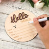 Picture of Baby Announcement Sign, 5.9 Inch Wooden Hello World Newborn Welcome Sign Birth Baby Name Plaques for Photo Props Baby Shower Hospital Nursery(Brown)