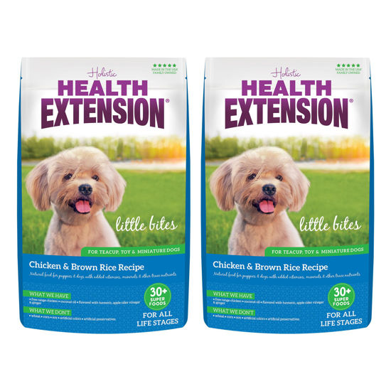 Picture of Health Extension Little Bites Chicken & Brown Rice Dry Dog Food (1 lb / 0.45 kg) - Natural with Probiotics and Superfoods for Teacup, Toy & Small Breeds (Pack of 2)