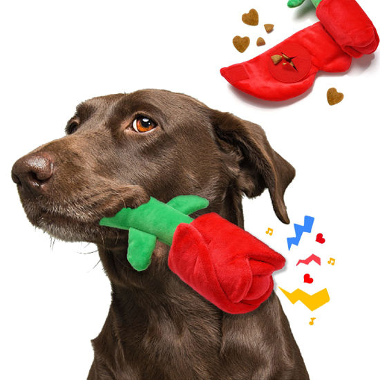 Picture of lilfrd Rose Puzzle Dog Toy, Valentine's Day & Christmas Gift, Squeaky Crinkle Enrichment Snuffle Mat, for Small Medium Large Dogs & Puppies