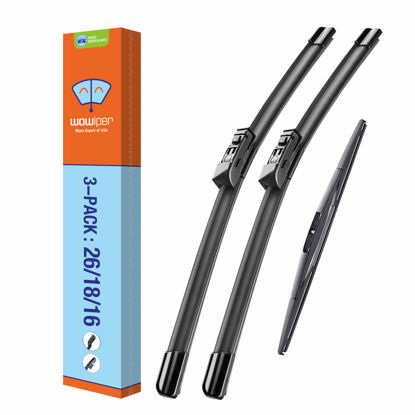 Picture of WOWIPER Windshield Wiper Blades with Rear Wiper Blade for Subaru Outback 2020-2023, All-Season Automotive Replacement Windshield Wipers for My Car - 26"+18"+16" (Set of 3)