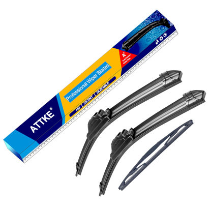Picture of 3 Wiper Blades 28" + 14" Front Wiper + 14" Rear Wiper Blades for Honda Fit 2002-2020-OE Original Quality (Pack of 3)