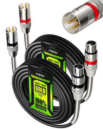 Picture of Foboiu XLR Cables 15ft 2 Pack, XLR Microphone Cable with Metal Spring SR,Male to Female XLR 3-pin Balanced Shielded Mic Cable for Speaker Podcast Audio Mixer,Black