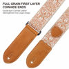Picture of Nefelibata Guitar Strap,Double leather ends,Vintage Woven W/FREE BONUS-4 Picks+Strap Locks+Strap Button,Best Gift For Bass,Electric&Acoustic Guitars for Guitar(Vintage khaki yellow embroidery)