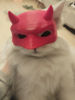 Picture of BIANCO Handmade Devil Red BatCat Mask Cosplay, Red Bat Style Cat Mask, Halloween Mask Hat for Cats, Pet Costume Accessory, Fun and Adorable Cosplay Mask for Cats, Red Devil CatBat, Cat Apparel (Medium)