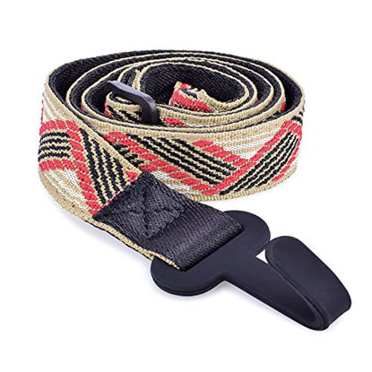 Picture of CLOUDMUSIC Colorful Hawaiian Jacquard Woven J Hook Clip On Ukulele Strap Ukulele Belt For Soprano Concert Tenor Ukulele(Zigzag Brown)