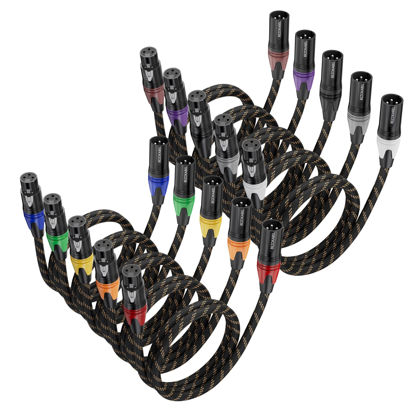 Picture of BEZOKABEL XLR Cables, XLR Microphone Cables 3ft 10 Packs Nylon Braided Balanced XLR Speaker Cable 3-Pin Male to Female Mic Cable for Microphones, Mixer and Speaker Systems