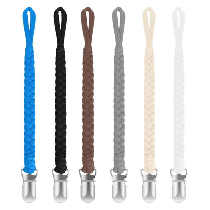 Picture of Pacifier Clip for Boys and Girls 6 Pack Baby Pacifier Holder Leash 100% Handmade Braided Fits All Pacifiers & Teething Toys Modern Unisex Baby Gift