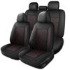 Picture of HChengkikz Leather Car Seat Covers,Breathable and Waterproof Seat Cover Full Set,PU Premium Universal Fit Automotive Airbag Compatible for Cars Sedans SUVs Vans and Trucks(Full Seat,Black+Redline,N1)