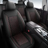 Picture of HChengkikz Leather Car Seat Covers,Breathable and Waterproof Seat Cover Full Set,PU Premium Universal Fit Automotive Airbag Compatible for Cars Sedans SUVs Vans and Trucks(Full Seat,Black+Redline,N1)