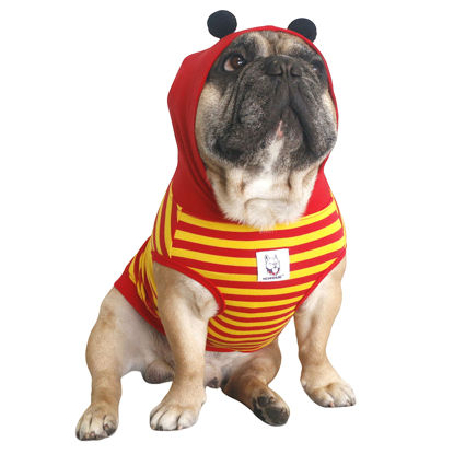 Picture of iChoue I am a French Bulldog Bumble Bee Halloween Costumes Clothes Hoodies Shirts Vest for Small Dogs Cold Weather Winter Coats Frenchie English Pug Pitbull Boston Terrier - Red Yellow, Medium