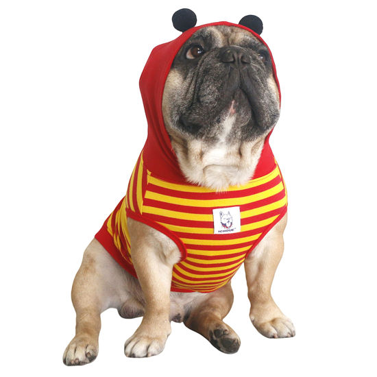 Picture of iChoue I am a French Bulldog Bumble Bee Halloween Costumes Clothes Hoodies Shirts Vest for Small Dogs Cold Weather Winter Coats Frenchie English Pug Pitbull Boston Terrier - Red Yellow, Medium