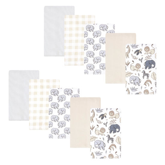 Picture of Hudson Baby Unisex Baby Flannel Burp Cloth 10pk, Neutral Safari, One Size
