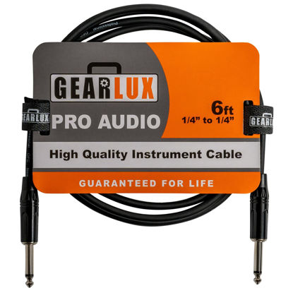 Picture of Gearlux Instrument Cable/Guitar Cable, 1/4-inch to 1/4-inch, Black, 6-Feet - 1 Pack