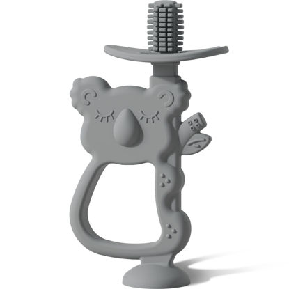 Picture of Moonkie Teething Toy, Safe & Easy to Hold BPA Free Silicone Teethers, 360° Baby Toothbrush with Suction Base, Teether Toys Best for Babies 6-12 Months (Koala Lunar Grey)