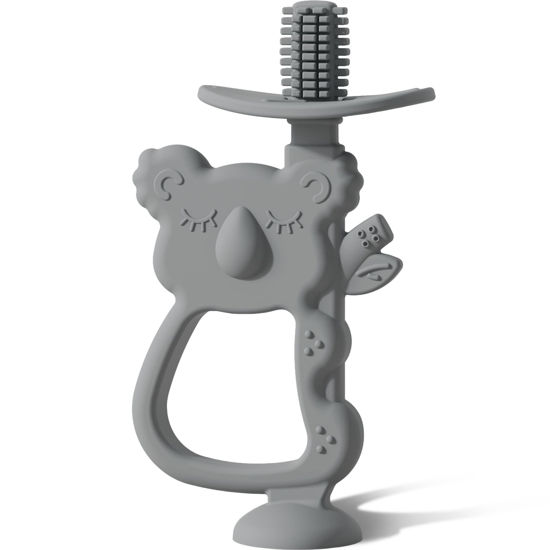 Picture of Moonkie Teething Toy, Safe & Easy to Hold BPA Free Silicone Teethers, 360° Baby Toothbrush with Suction Base, Teether Toys Best for Babies 6-12 Months (Koala Lunar Grey)