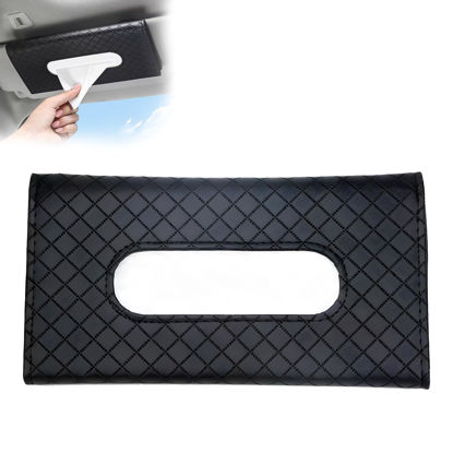 Picture of BIPROS Car Tissue Holder - Tissue Holder for Car with High-End Lotion Tissues,Car Napkin Holder,Napkin Holder for Car,Car Visor Tissue Dispenser,Leather Backseat Tissue Holder - Sun Visor Accessory.