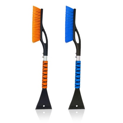 Picture of EcoNour 27" Car Snow Brush and Ice Scrapers for Car Windshield (2 Pack) | Scratch Free Bristle Head Snow Brush & Tough Window Snow Scraper with Aluminium Body | Snow Removal Winter Car Accessories
