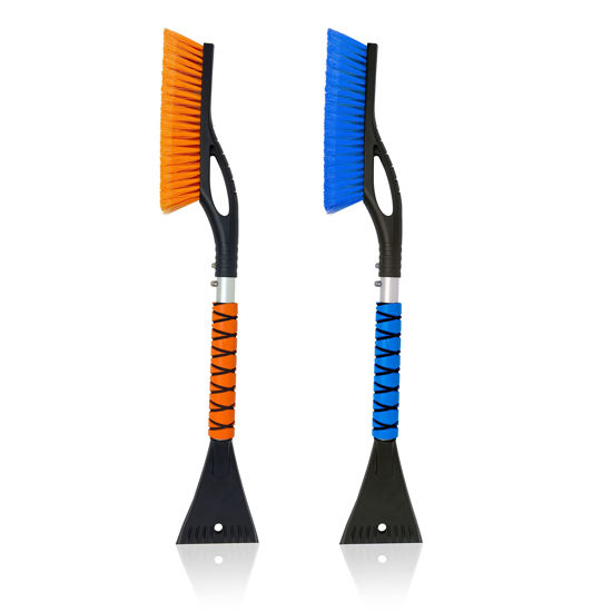 Picture of EcoNour 27" Car Snow Brush and Ice Scrapers for Car Windshield (2 Pack) | Scratch Free Bristle Head Snow Brush & Tough Window Snow Scraper with Aluminium Body | Snow Removal Winter Car Accessories
