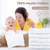 Picture of Yoofoss Muslin Baby Washcloths 100% Cotton Face Towels 10 Pack Wash Cloths for Baby 12x12in Soft and Absorbent Baby Wipes (White)