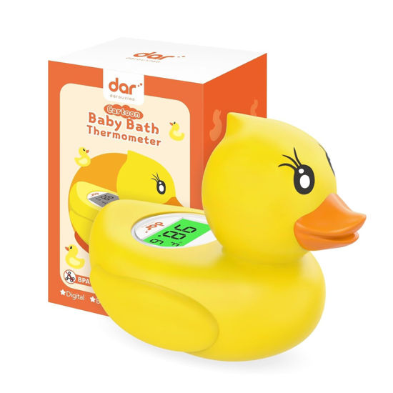 Picture of Baby Bath Thermometer, Digital Water Temperature Thermometer with 3 Color Backlit and Temperature Warning, Safety Bath Tube Thermometer Floating Toy for Infant, Toddler (Yellow Duck)