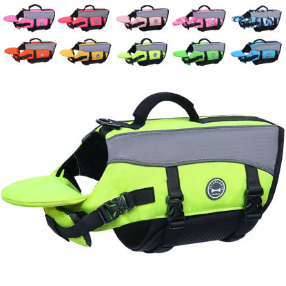 Picture of VIVAGLORY Dog Life Jacket with Removable Front Float, Life Vest for Dogs with Reflective Trims & Extra Padding for Swimming & Boating, Bright Yellow, XS
