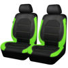 Picture of CAR PASS® Universal Luminous Leather Two Front Seat Covers Front only,Sport seat Covers fits Most Cars, SUVs CRV, Trucks F150, Coupe, Sedan and Vans Airbag Compatible (Black Green)